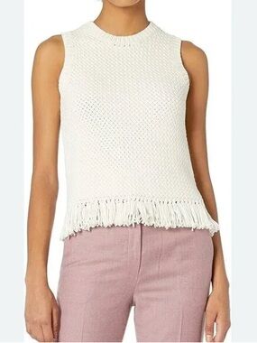 Theory cotton woven top with fringe detail size xs